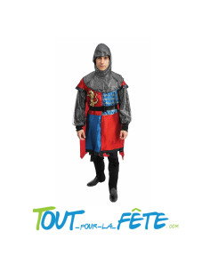 Costume chevalier adulte bleu et rouge