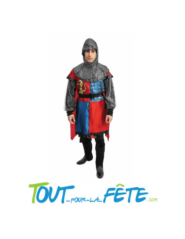 Costume chevalier adulte bleu et rouge