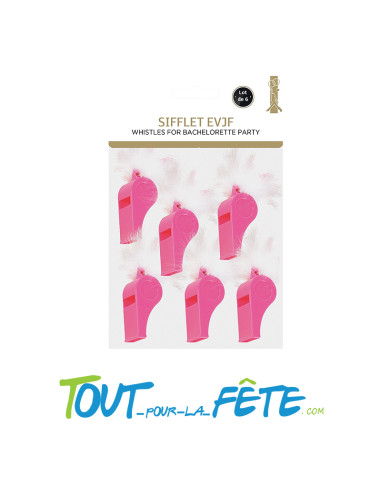 lot de 6 sifflets EVJF rose