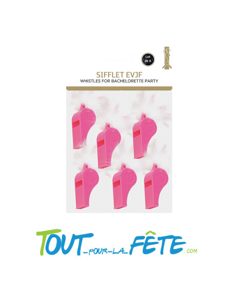lot de 6 sifflets EVJF rose