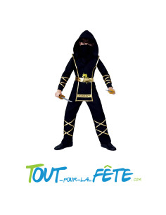 Déguisement de ninja noir et doré taille enfant