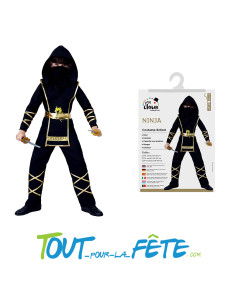 Déguisement de ninja noir et doré taille enfant 2