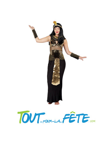 Déguisement égyptienne Cléopâtre noir et doré taille adulte