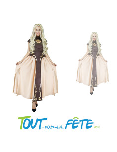 Déguisement de Princesse Médiévale Beige et Marron Adulte 2