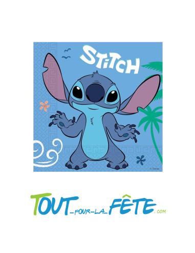 lot de 20 serviettes Stitch 33cm x 33cm