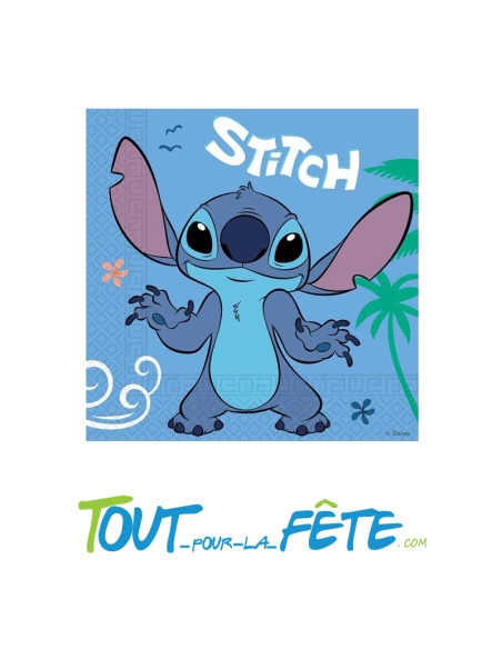 lot de 20 serviettes Stitch 33cm x 33cm