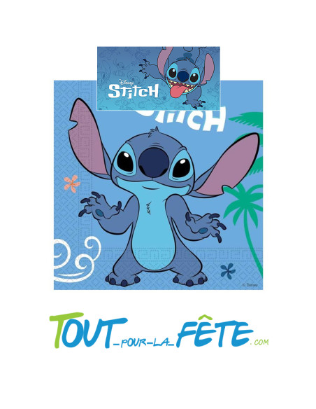 lot de 20 serviettes Stitch 33cm x 33cm