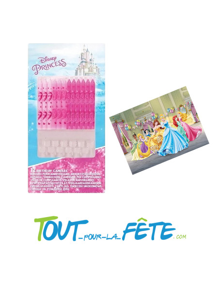 Lot de 12 bougies anniversaire princesse Disney
