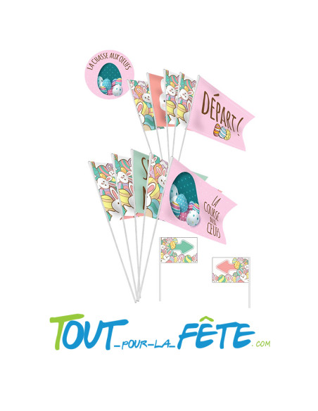 Kit pour parcours de la couse aux oeufs de paques ( 10 drapeaux )