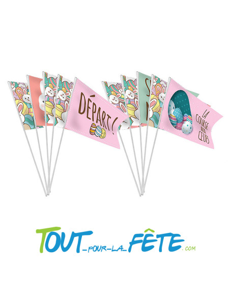 Kit pour parcours de la couse aux oeufs de paques ( 10 drapeaux )