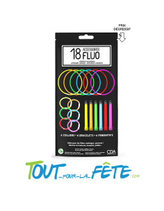 Kit 18 accessoires fluo (bracelets/colliers/pendentifs)