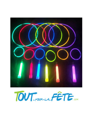 Kit 18 accessoires fluo (bracelets/colliers/pendentifs)
