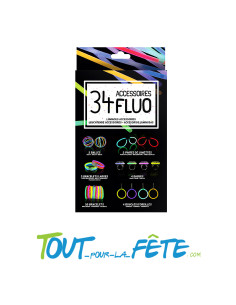 Kit 34 accessoires fluo (bracelets/lunettes/balles/bagues/boucles d'oreilles)