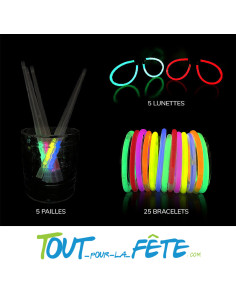Kit 35 accessoires fluo (bracelets/lunettes/pailles) 2