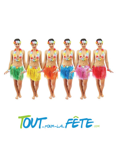 Jupe hawaïenne 40cm taille adulte ( couleur aléatoire )