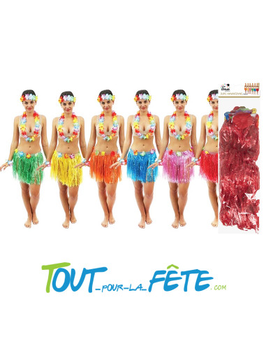 Jupe hawaïenne 40cm taille adulte ( couleur aléatoire )