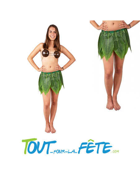 Jupe hawaïenne feuilles vertes