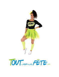 Set tutu année 80 adulte jaune fluo