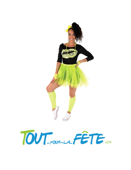 Set tutu année 80 adulte jaune fluo