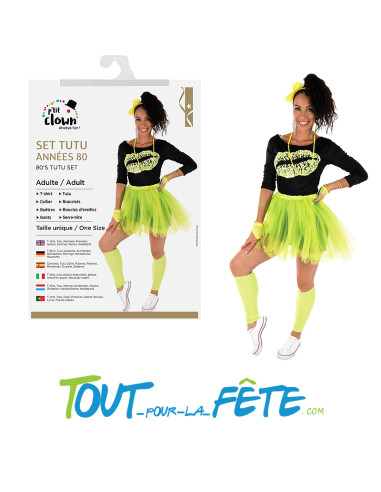 Set tutu année 80 adulte jaune fluo