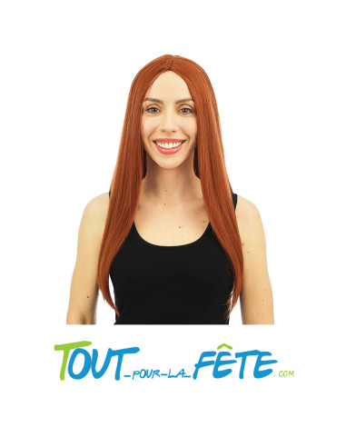 Perruque longue raide femme - roux - 60 cm