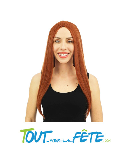 Perruque longue raide femme - roux - 60 cm