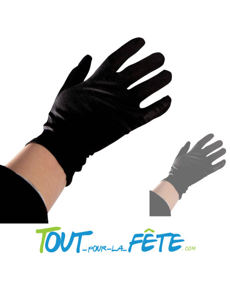 Gants courts noirs taille adulte