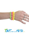 4 Bracelets perles fluo (jaune - rose - vert - orange)