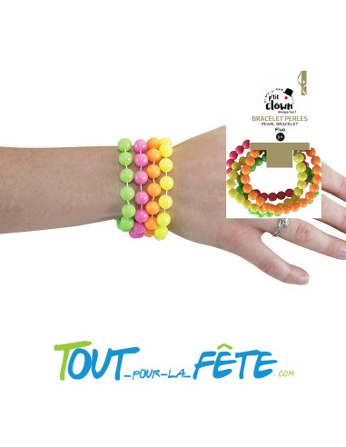 4 Bracelets perles fluo (jaune - rose - vert - orange)
