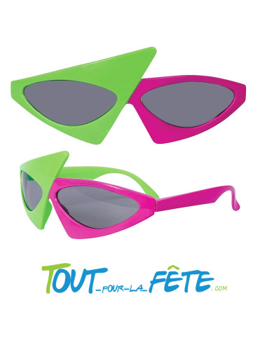Lunettes années 80 violettes et vertes