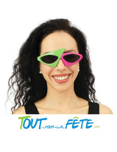 Lunettes années 80 violettes et vertes 2