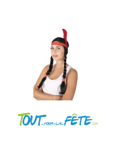 Perruque Indienne avec Bandeau à Plume Femme 2