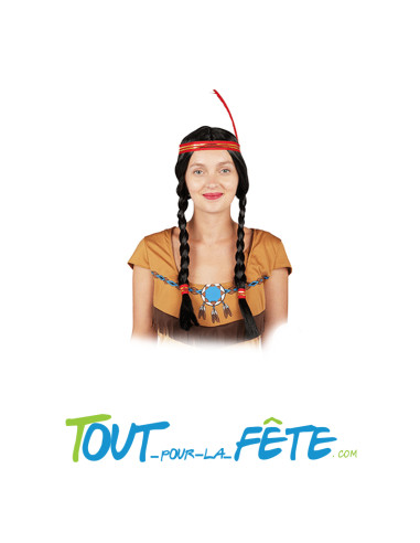 Perruque Indienne avec Bandeau à Plume Femme