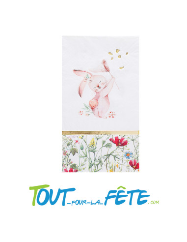 10 serviettes petit lapin pour Pâques