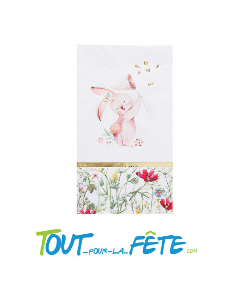 10 serviettes petit lapin pour Pâques