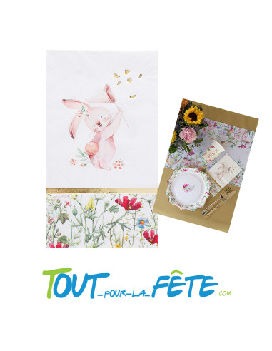 10 serviettes petit lapin pour Pâques