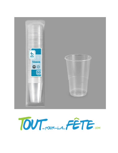Lot de 50 gobelets transparents réutilisables 30cl