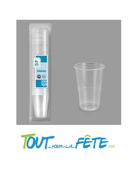 Lot de 50 gobelets transparents réutilisables 30cl