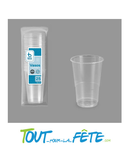 Lot de 25 gobelets transparents réutilisables 30