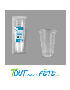 Lot de 15 gobelets transparents réutilisables 30cl 2