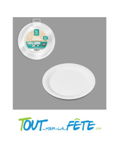Lot de 12 petites assiettes en carton blanc 18 cm