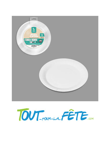 Lot de 12 petites assiettes en carton blanc 18 cm