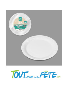 Lot de 100 assiettes en carton blanc 23 cm