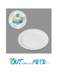 Lot de 50 assiettes en carton blanc 23 cm