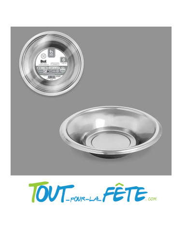 Lot de 6 bols 40cl réutilisables or ou argent