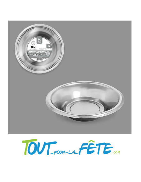 Lot de 6 bols 40cl réutilisables or ou argent
