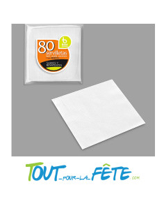Lot de 80 serviettes en papier blanches 33cm x 33cm