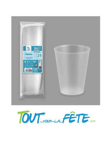 Lot de 25 gobelets transparents réutilisables 50cl ( effet eco cup )