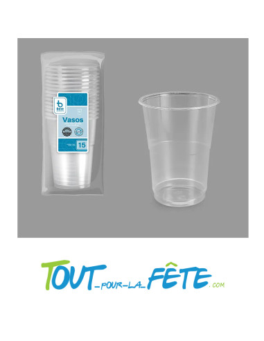 Lot de 15 gobelets transparents réutilisables 50cl