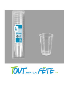 Lot de 50 gobelets transparents réutilisables 20cl